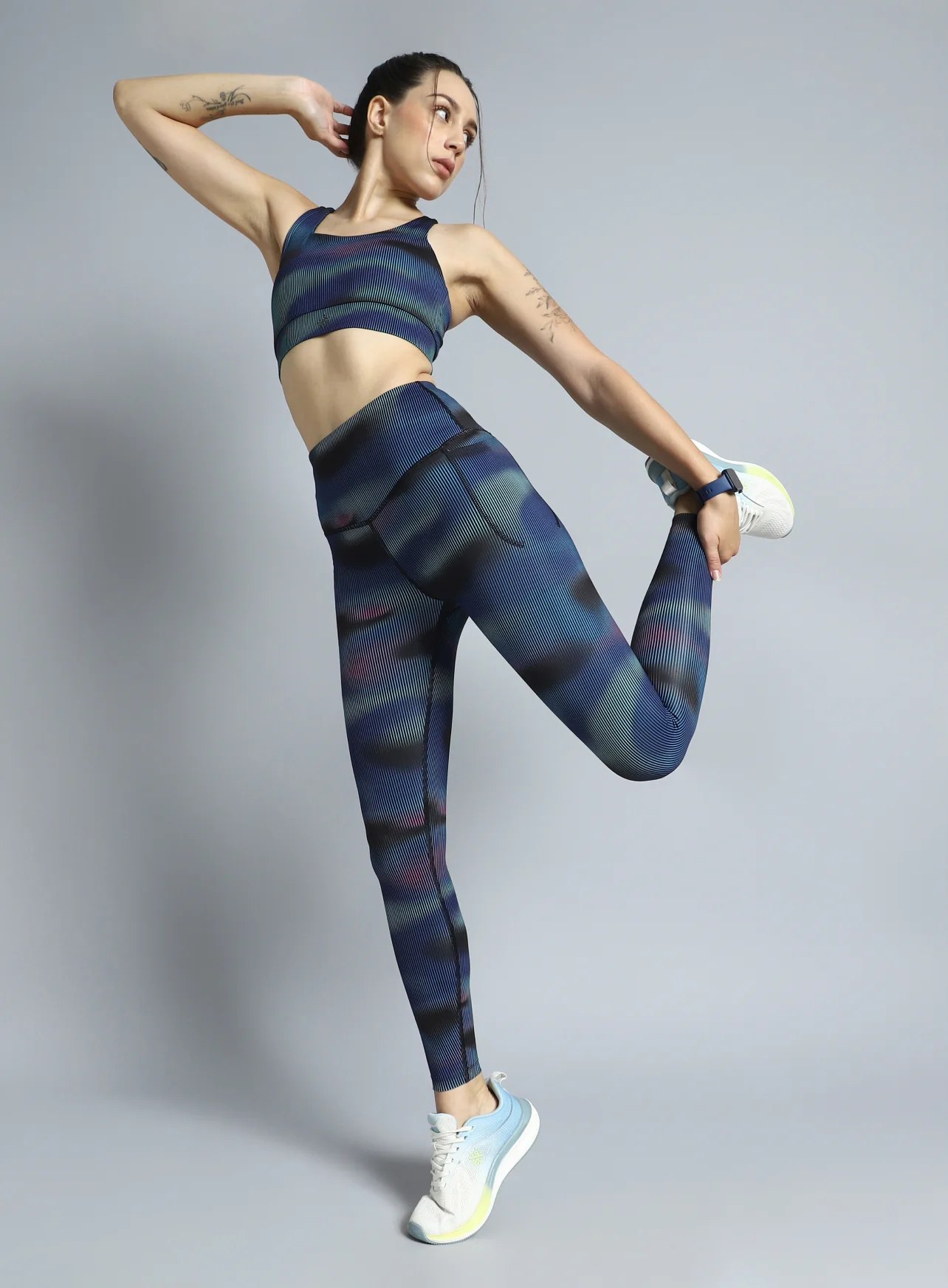 Women's Black Energy Map All Over Print COMFlex Tights - Image 3