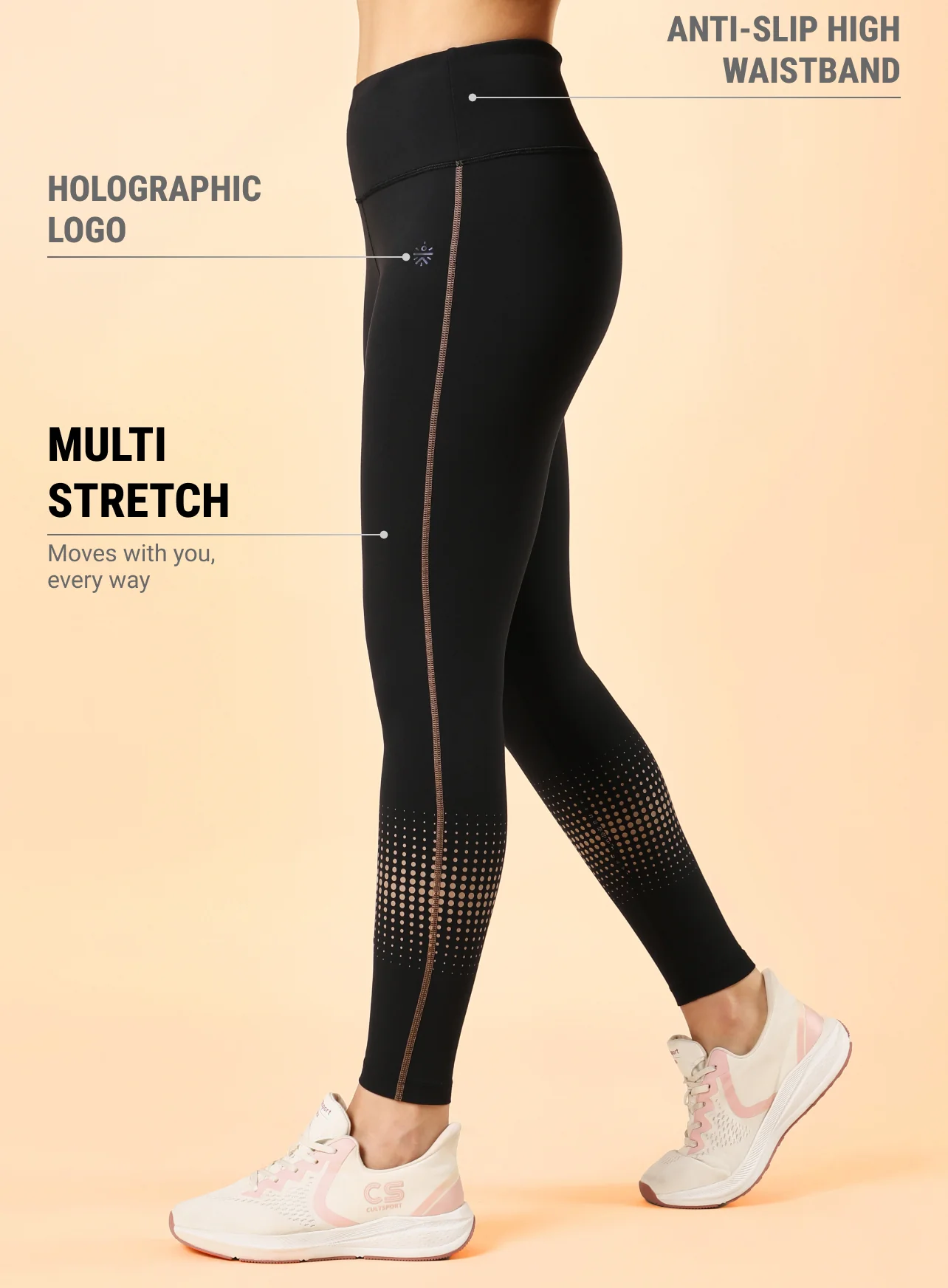 Women's Black Energy Map Printed COMFlex Tights - Image 5