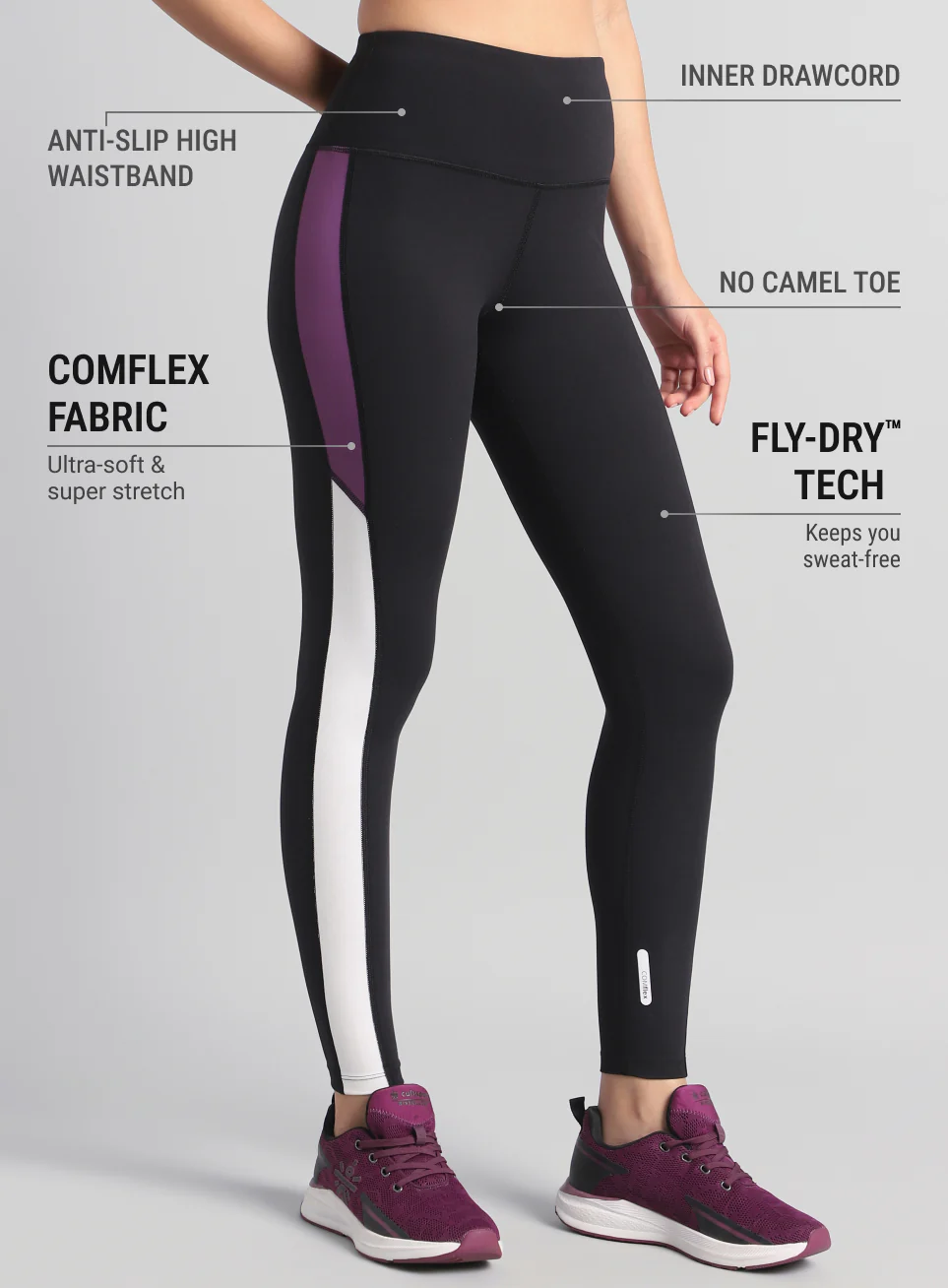 Women's Black Energy Pop Performance COMFlex Tights - Image 5