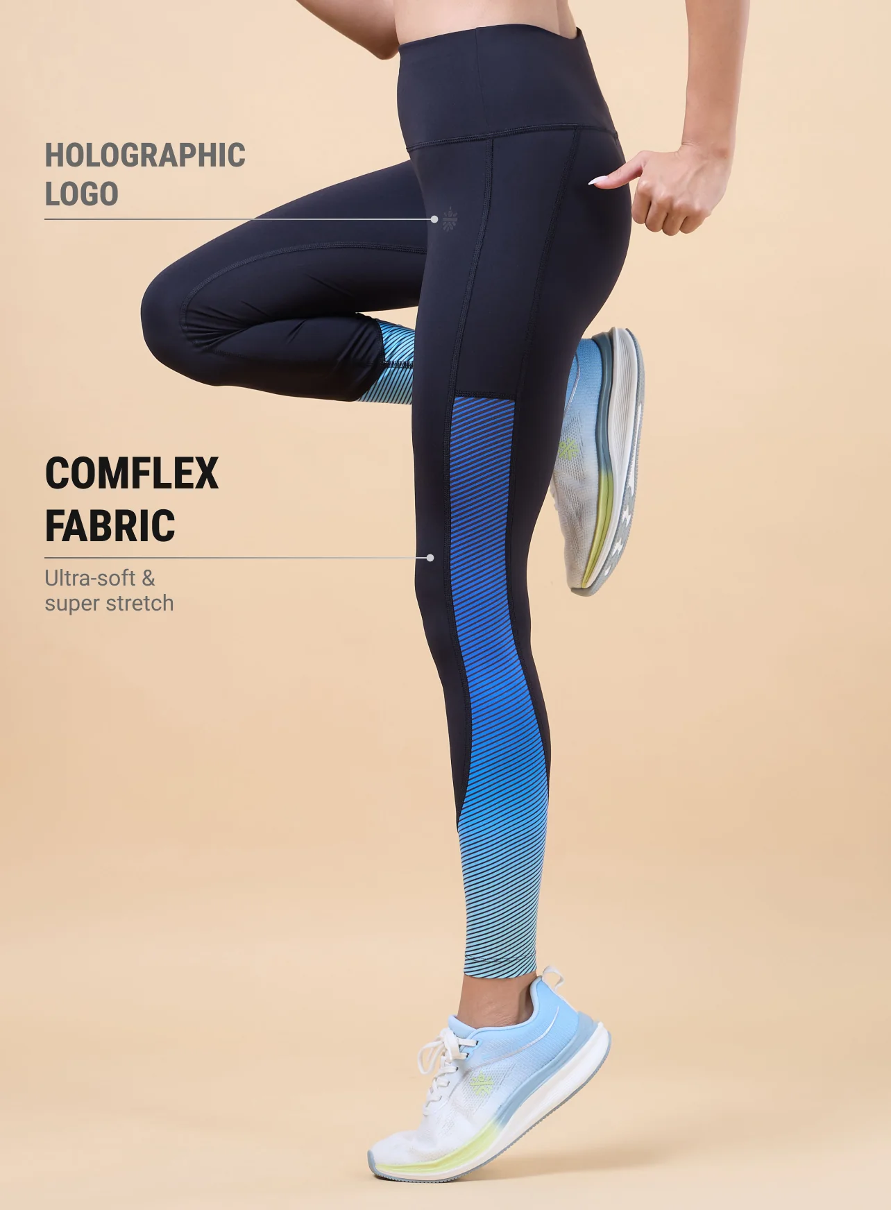 Women's Black Energy Print Sculpted COMFlex Tights - Image 5