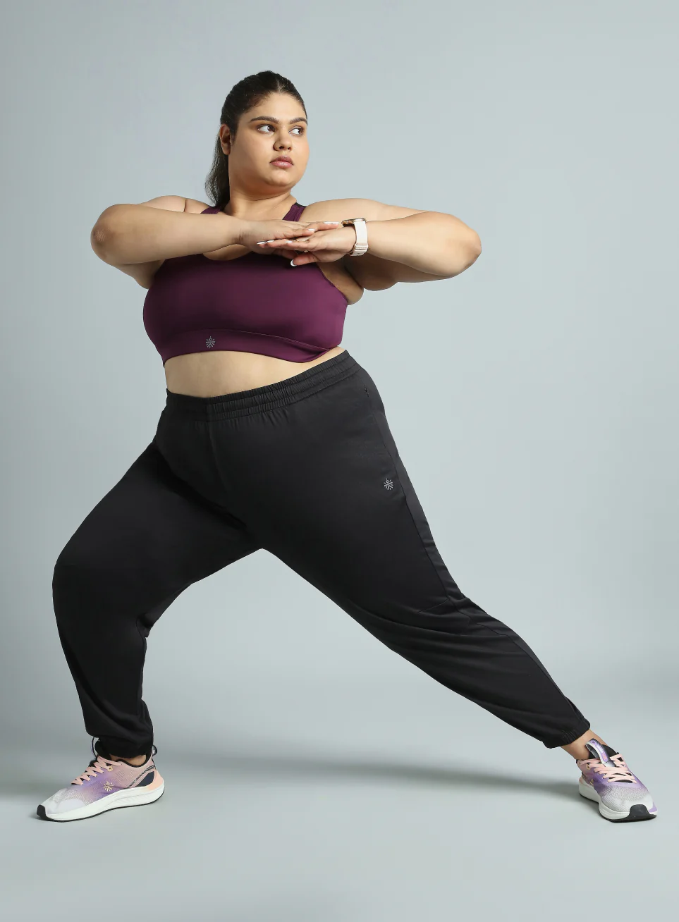 Women's Black Plus Size Everyday Essential Cotton Joggers - Image 2
