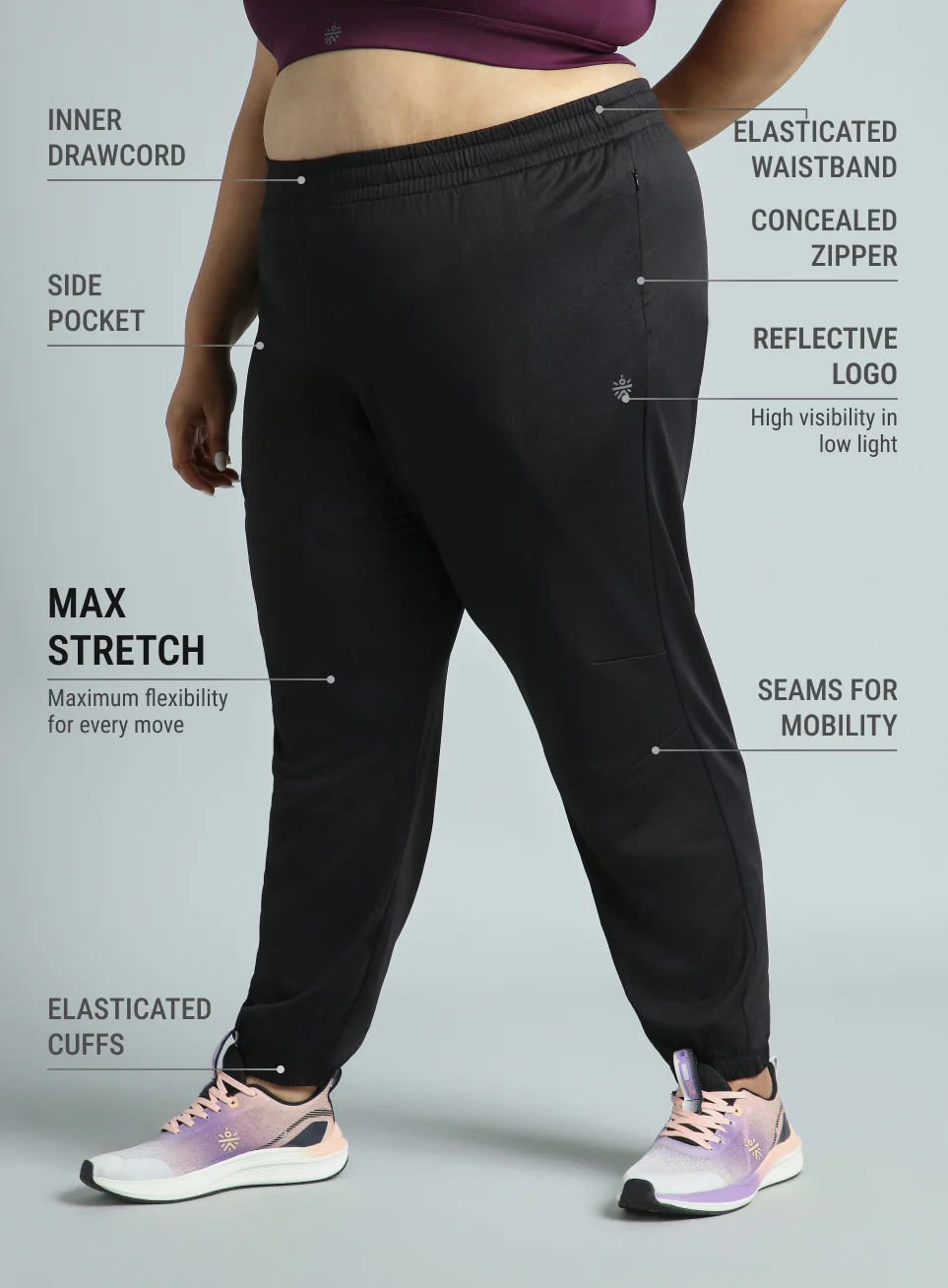 Women's Black Plus Size Everyday Essential Cotton Joggers - Image 5