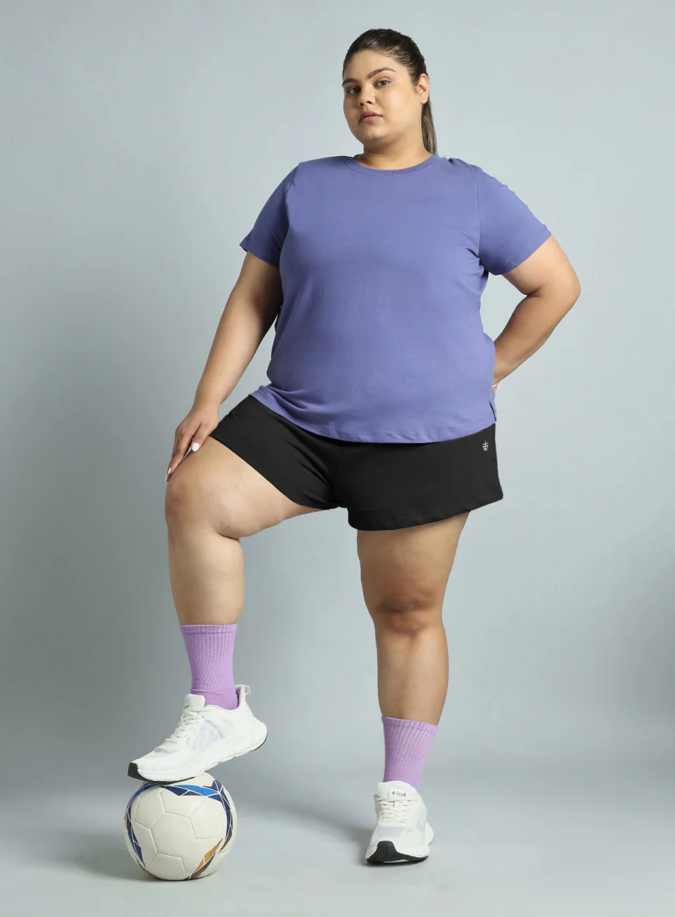 Women's Black Plus Size Everyday Essential Cotton Shorts - Image 2