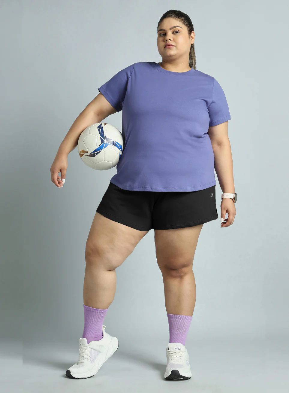 Women's Black Plus Size Everyday Essential Cotton Shorts - Image 3