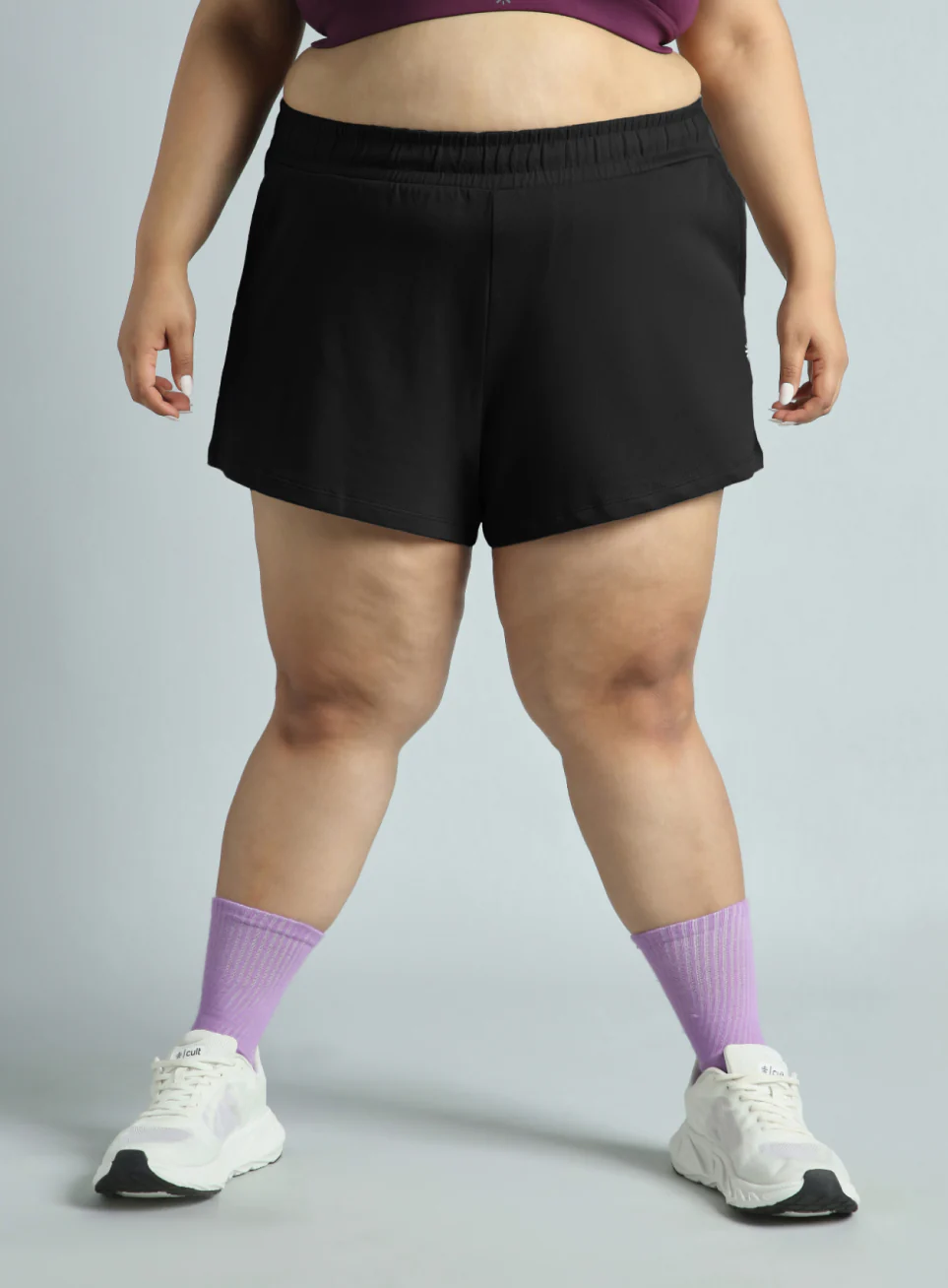 Women's Black Plus Size Everyday Essential Cotton Shorts - Image 4