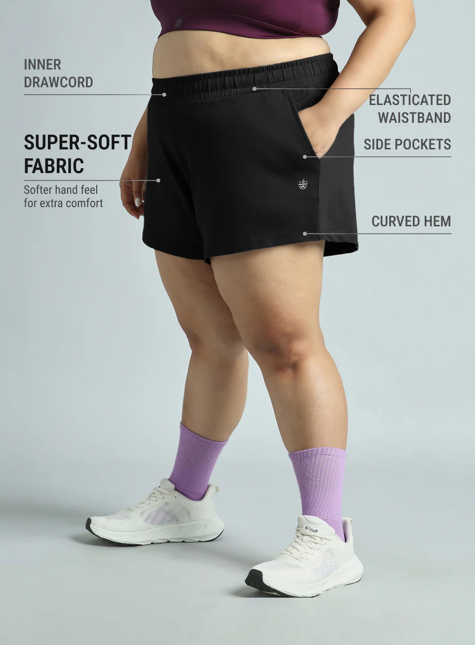 Women's Black Plus Size Everyday Essential Cotton Shorts - Image 5