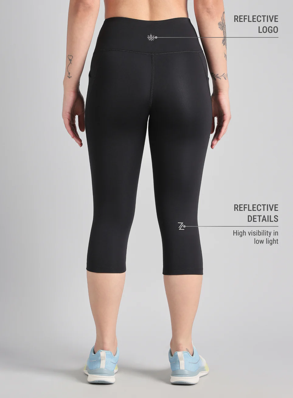 Women's Black Everyday Run Cropped Length COMFlex Tights - Image 6