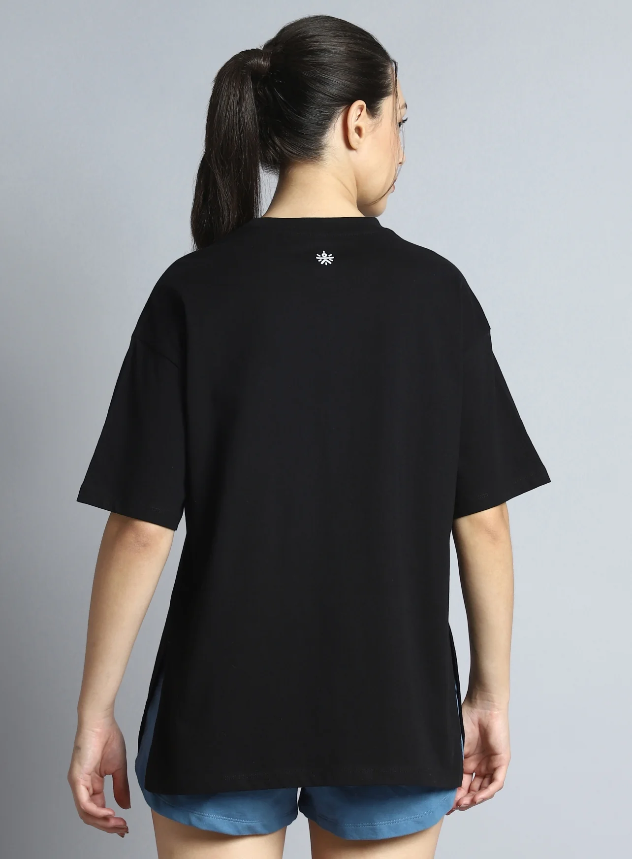 Women's Black Printed Oversized T-shirt - Image 6
