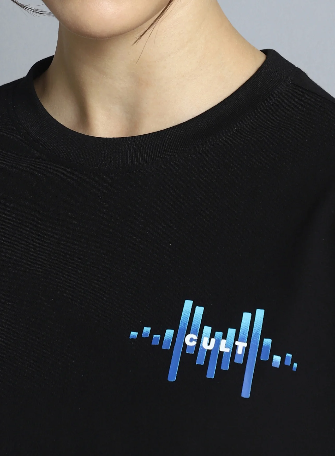 Women's Black Printed Oversized T-shirt - Image 7