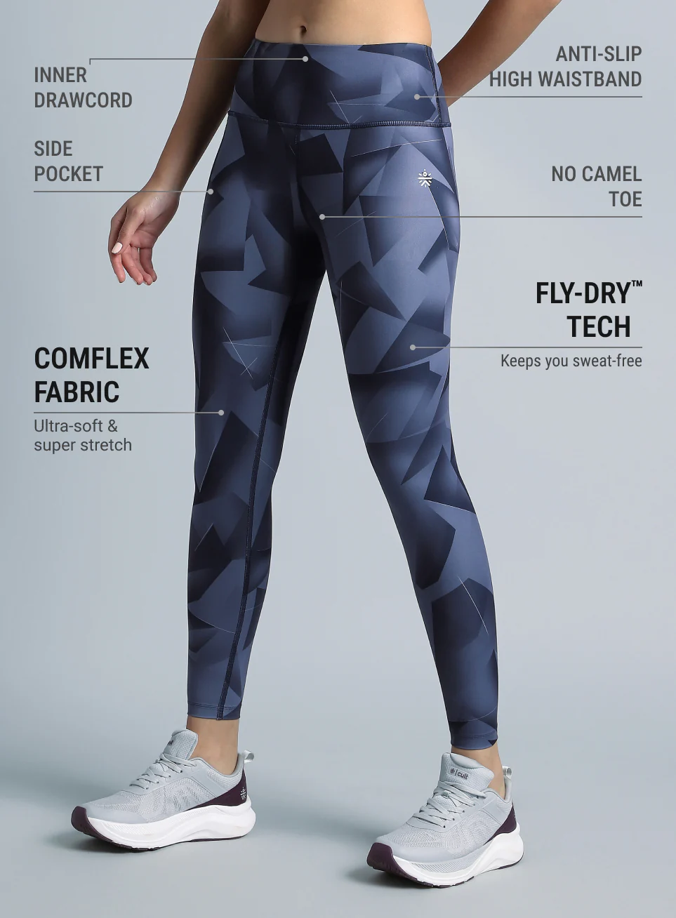 Women's Purple Feel the Beat Printed Tights - Image 5