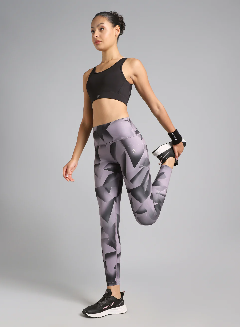 Women's Black Feel the Beat Printed Tights - Image 2