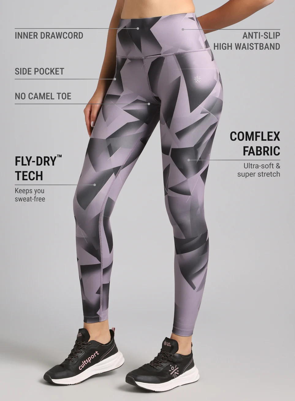Women's Black Feel the Beat Printed Tights - Image 5