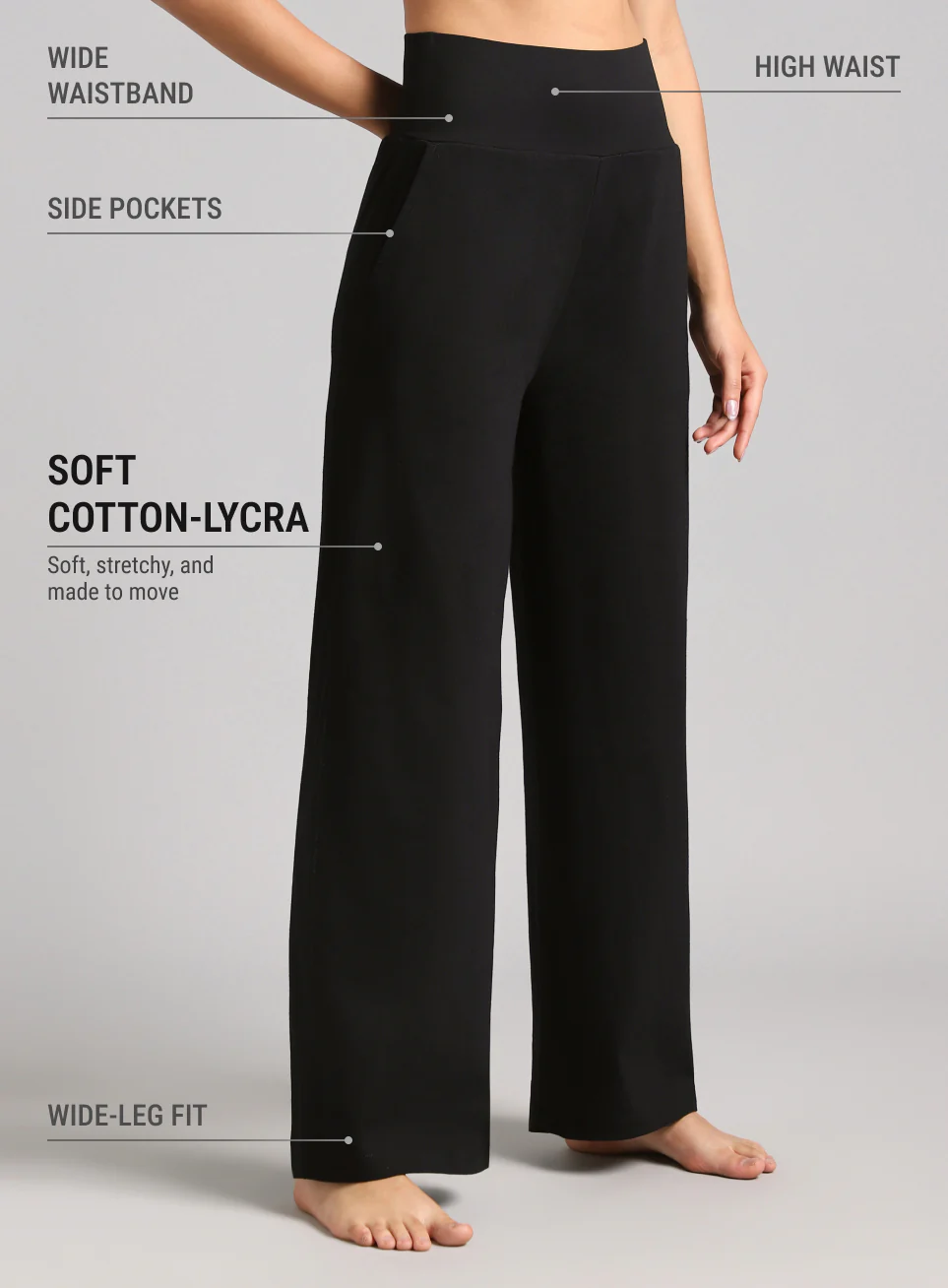Women's Black Flow Form Yoga Straight Pants - Image 5