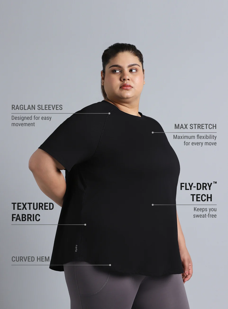 Women's Black Flow HIIT Plus Size Top - Image 5