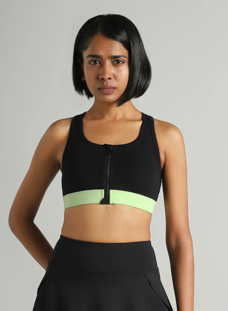 Women's Black Front Zip High Support Training Bra - Image 4