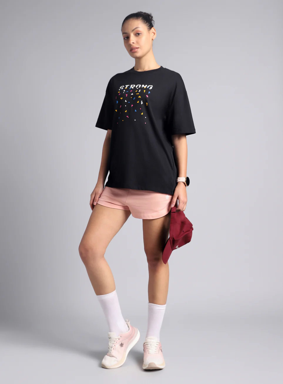 Women's Black Graphic Oversized T-shirt - Image 3