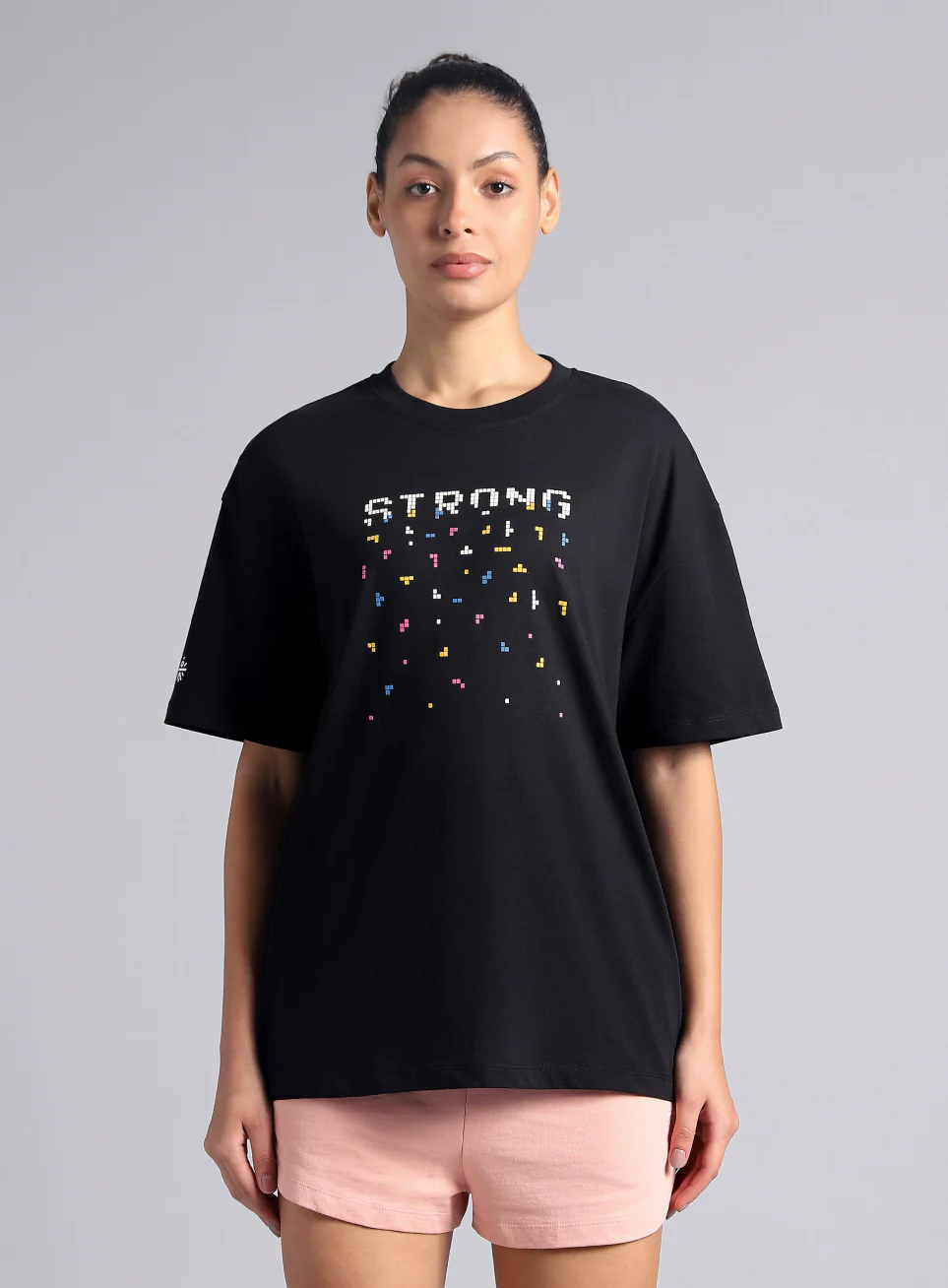 Women's Black Graphic Oversized T-shirt - Image 4