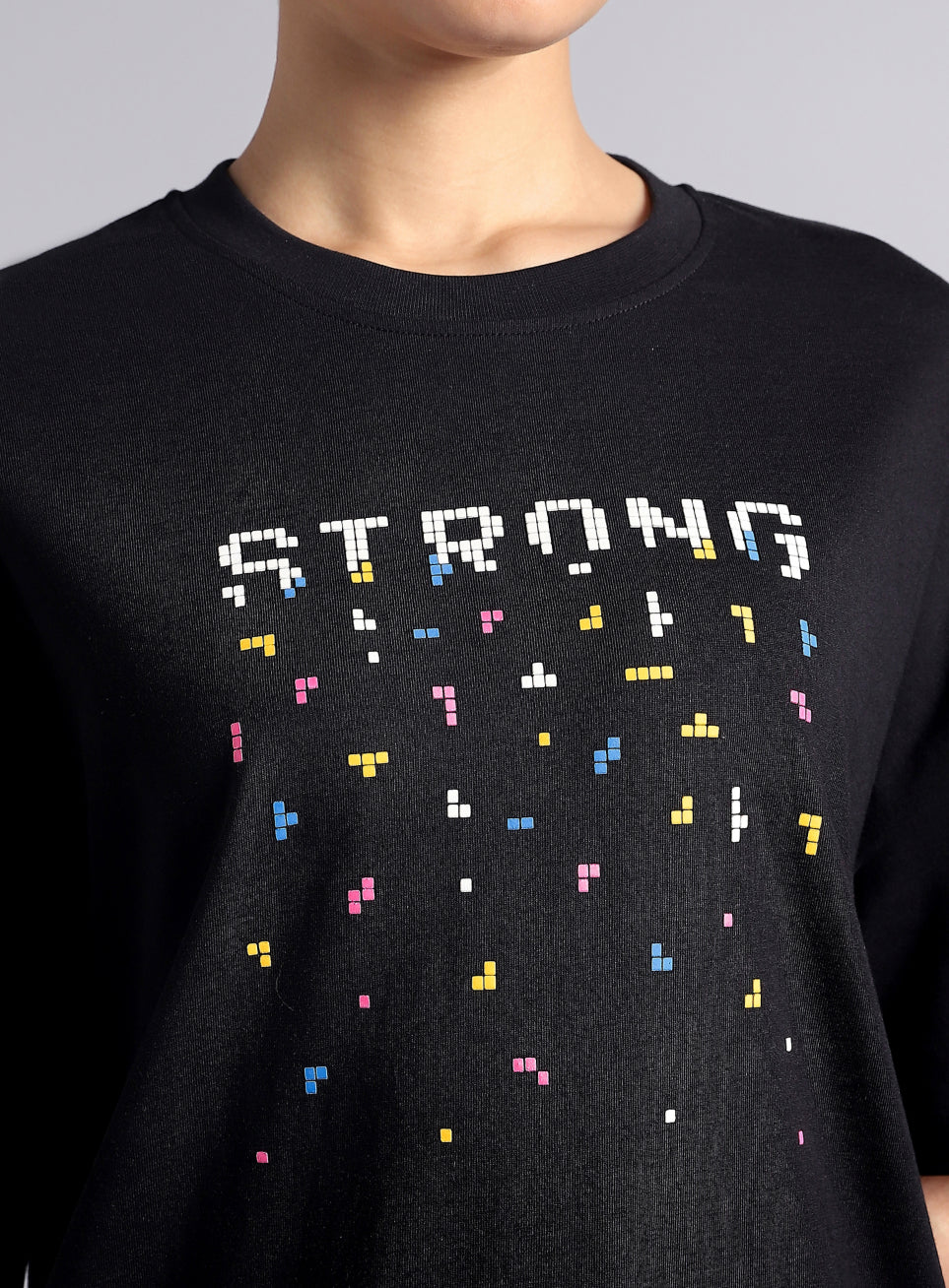 Women's Black Graphic Oversized T-shirt - Image 7