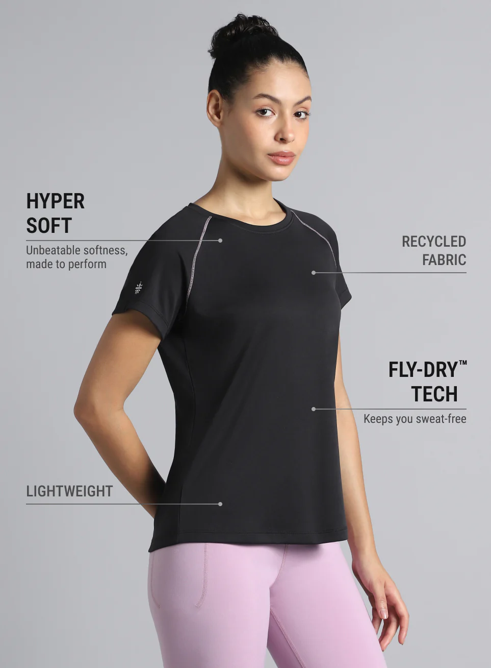 Women's Black HIIT Recycled Poly Performance T-shirt - Image 5