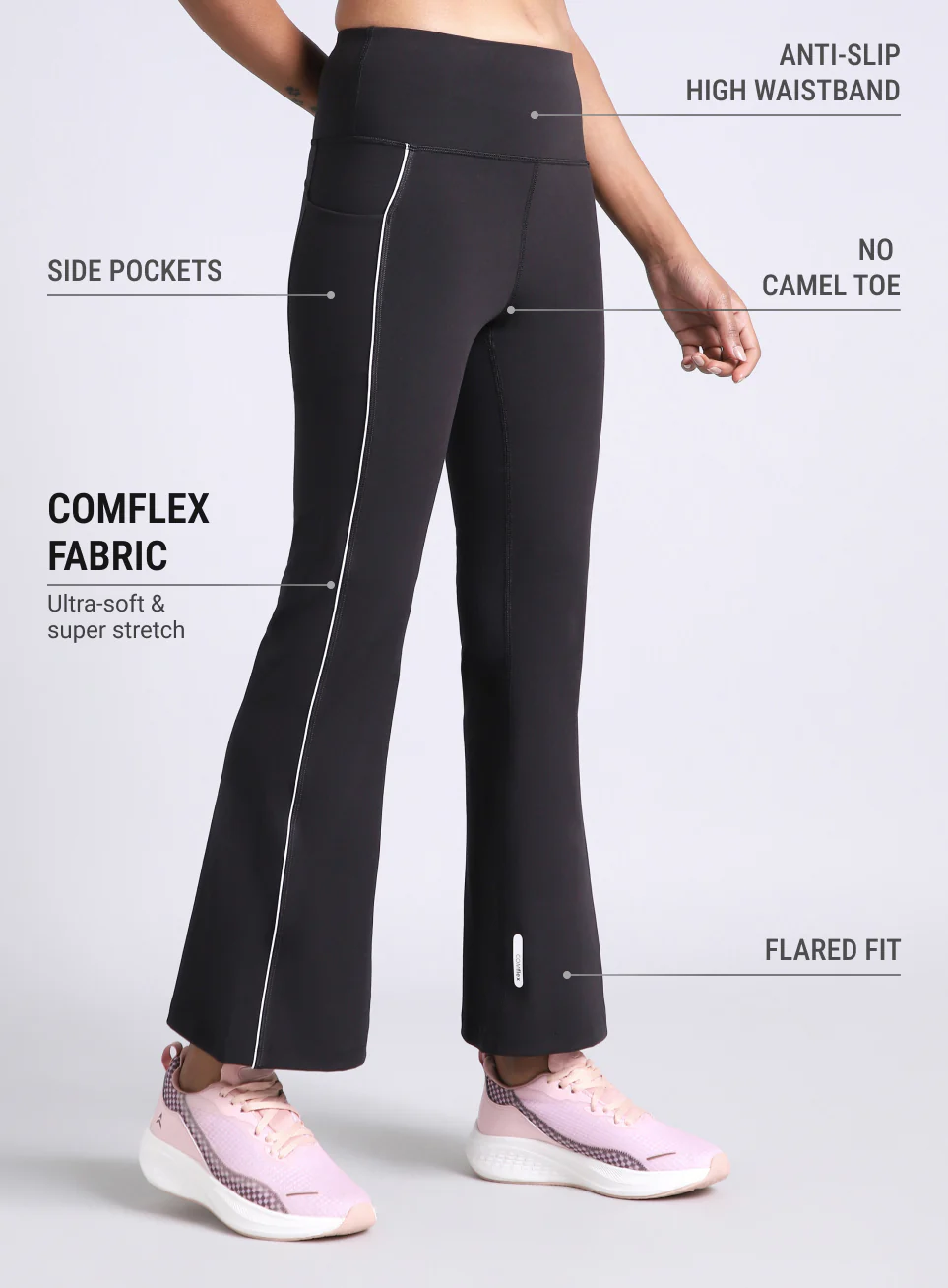Women's Black Hype Up Flare COMFlex Flarepants - Image 5