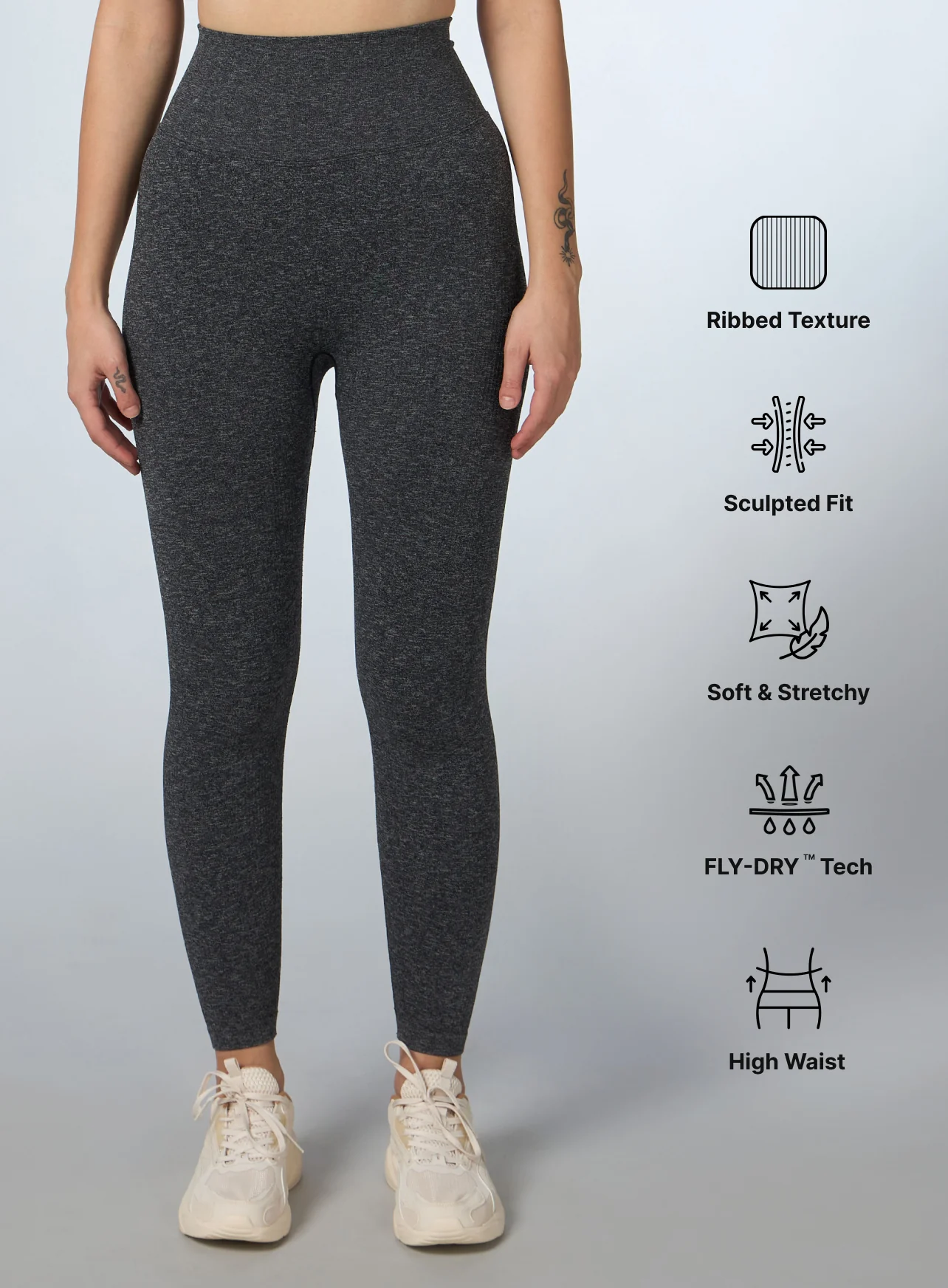 Women's Black Kinetic Seamless Tights - Image 4