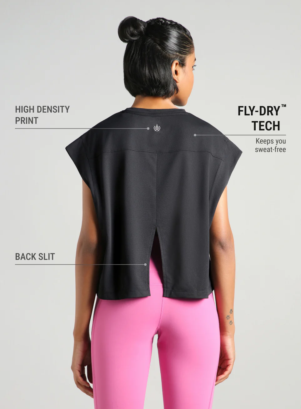 Women's Black Muscle Ease Boxy Fit T-shirt - Image 6