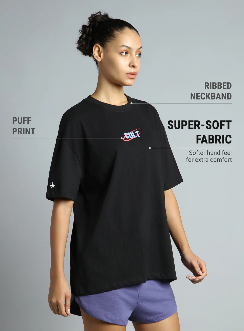 Women's Black Oversized Back Print Graphic T-shirt - Image 5