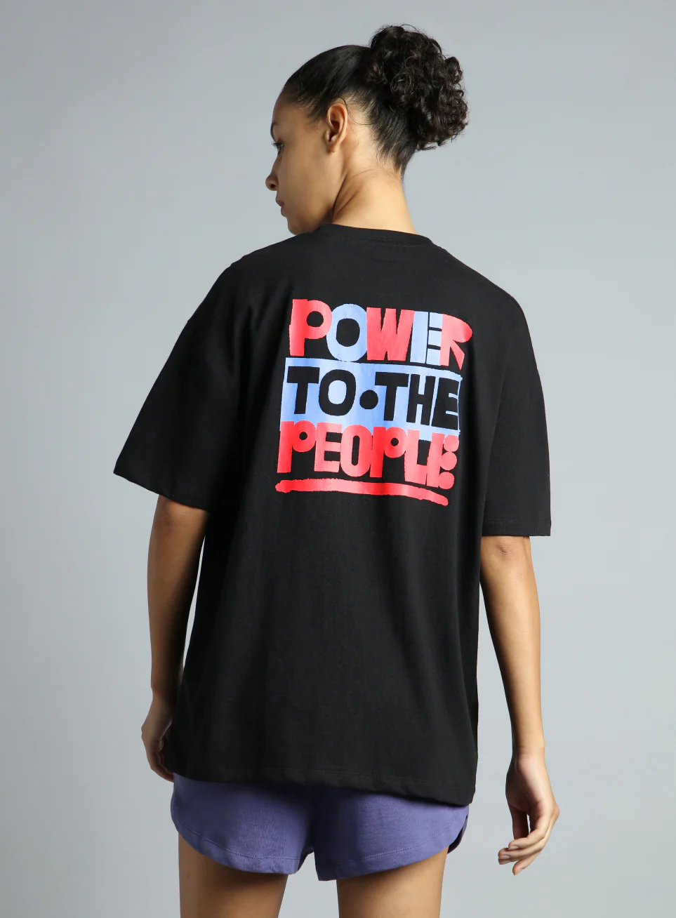 Women's Black Oversized Back Print Graphic T-shirt - Image 6