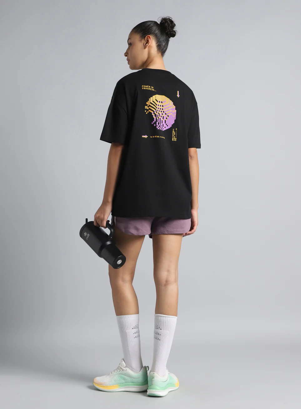 Women's Black Oversized Graphic T-shirt - Image 2