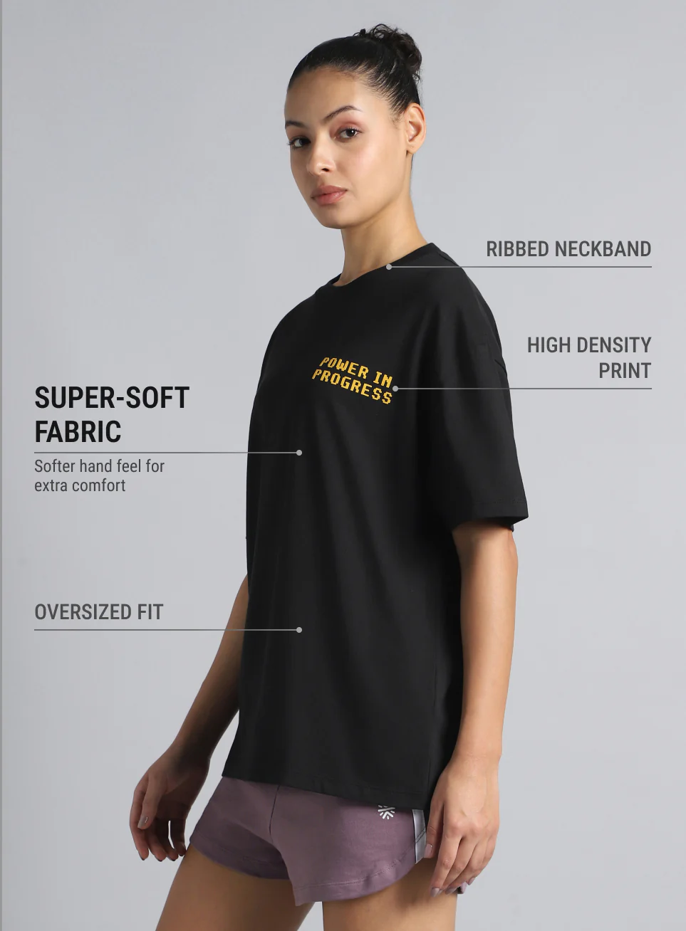 Women's Black Oversized Graphic T-shirt - Image 5