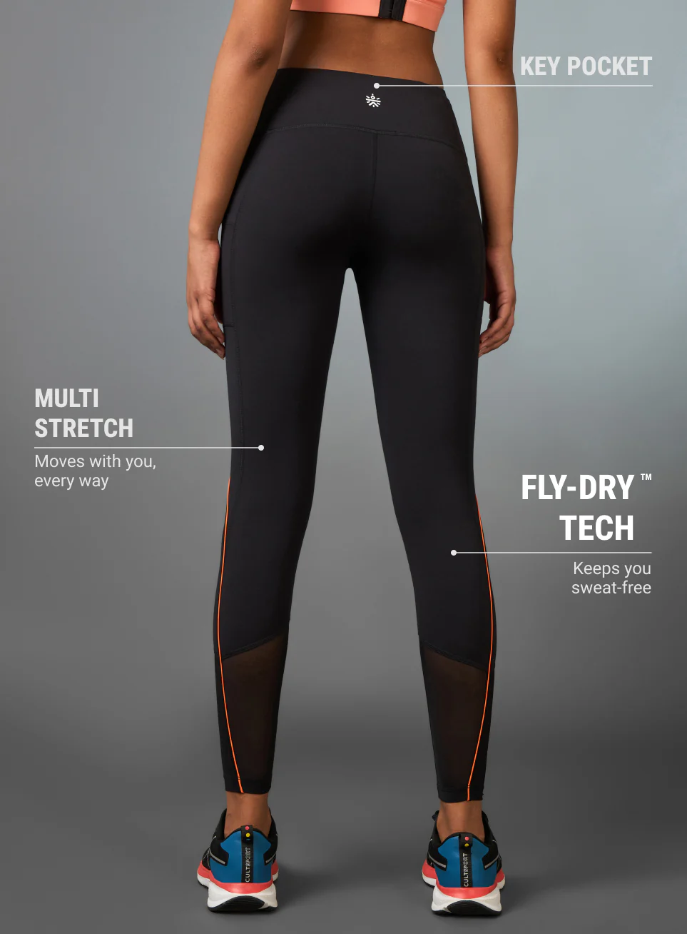 Women's Black Pace Up Running COMFlex Tights - Image 6