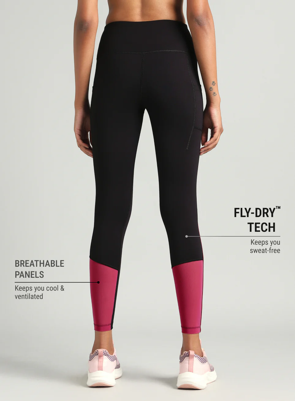 Women's Black Pace Up Running COMFlex Tights - Image 6