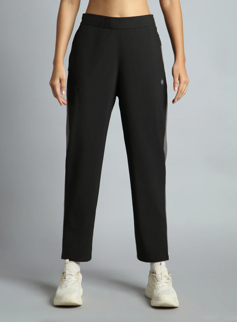 Women's Black Pace Up Running Dual Colour Trackpants - Image 4