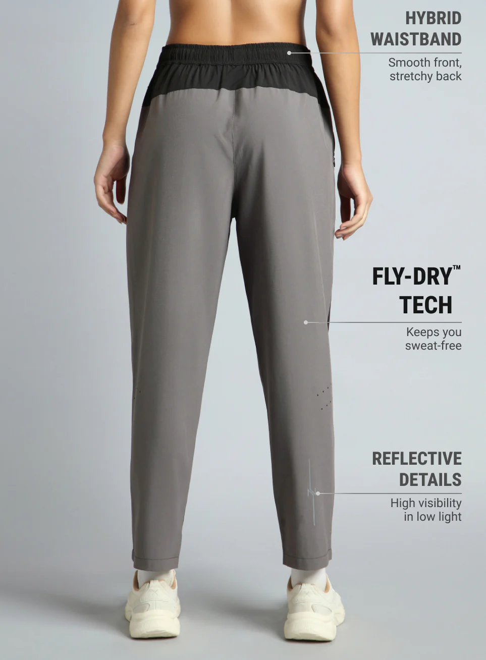 Women's Black Pace Up Running Dual Colour Trackpants - Image 6