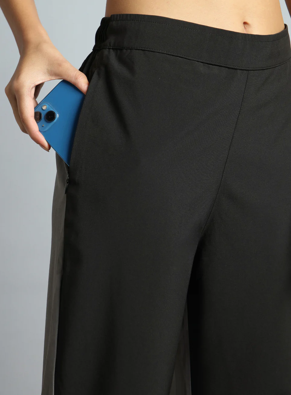 Women's Black Pace Up Running Dual Colour Trackpants - Image 7
