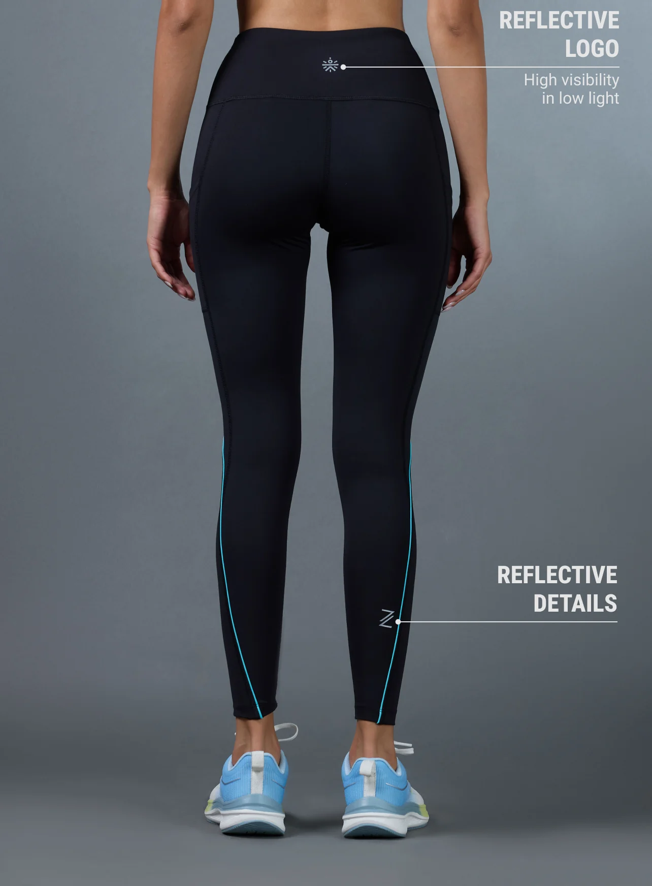 Women's Black Pace Up Running Tights - Image 6