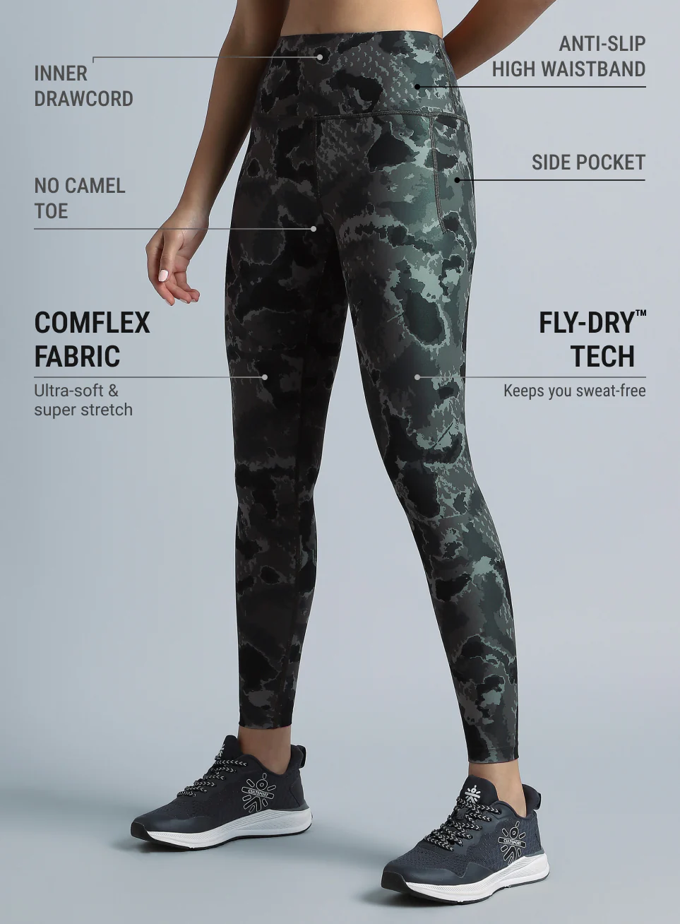 Women's Black Pacer AOP Comflex Tights - Image 5