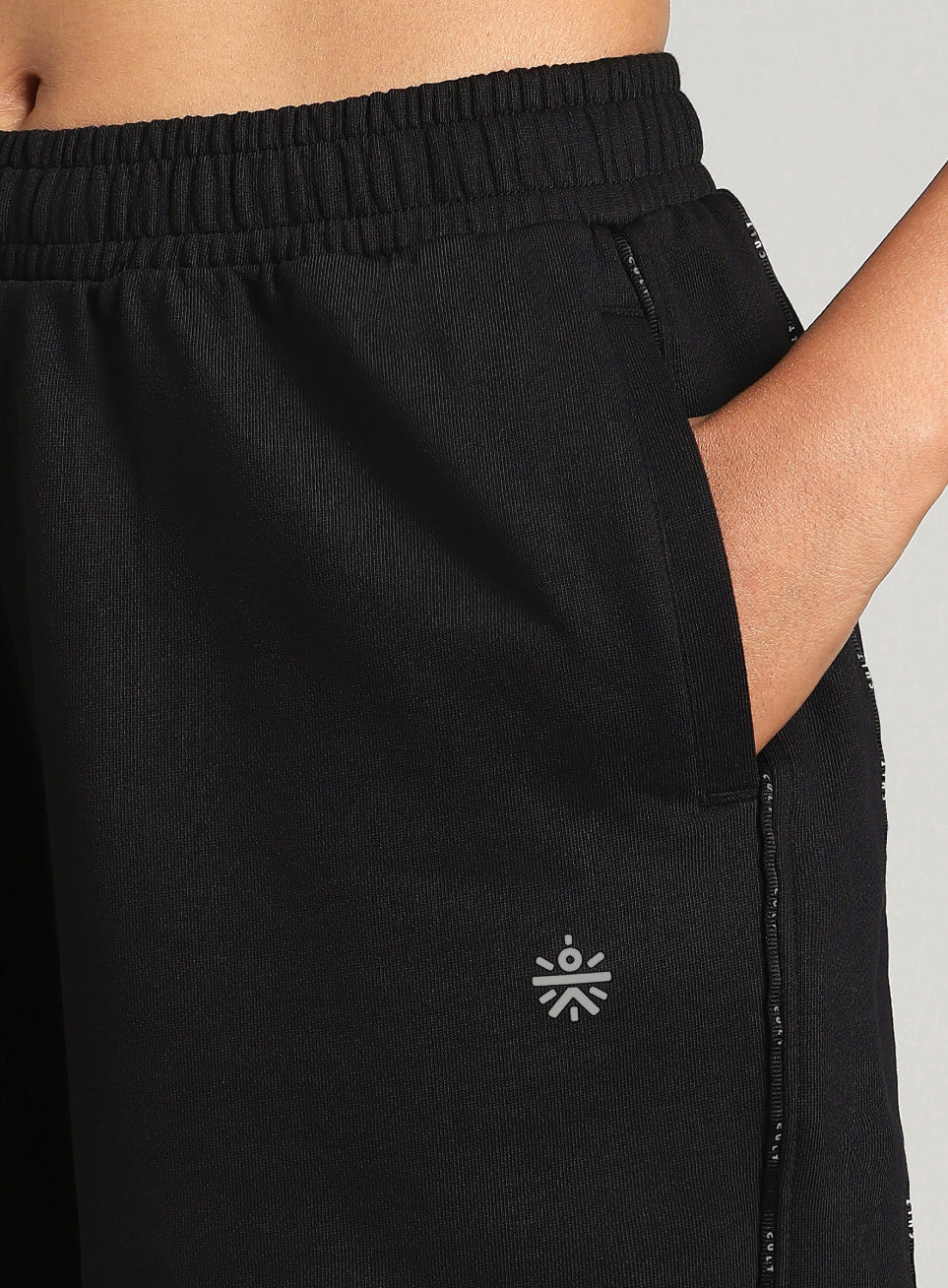 Women's Black Panelled Shorts - Image 7