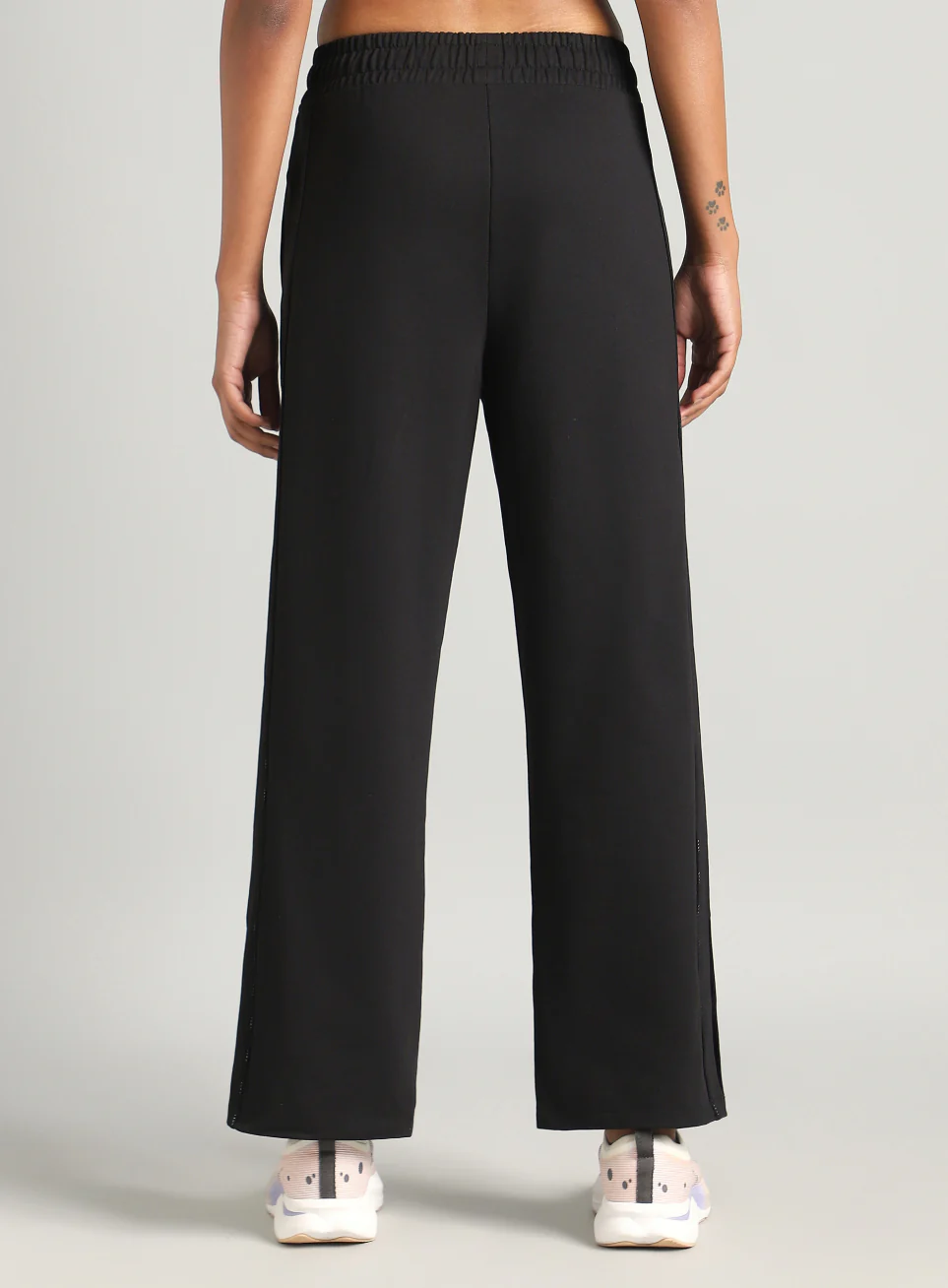 Women's Black Panelled Straight Fit Trackpants - Image 6