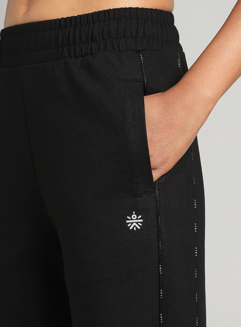 Women's Black Panelled Straight Fit Trackpants - Image 7