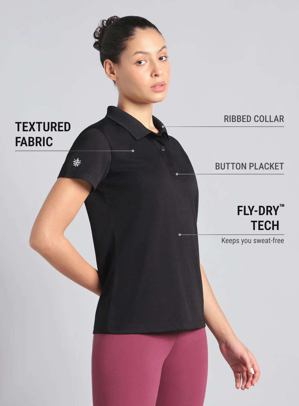 Women's Black Performance Training Polo - Image 5