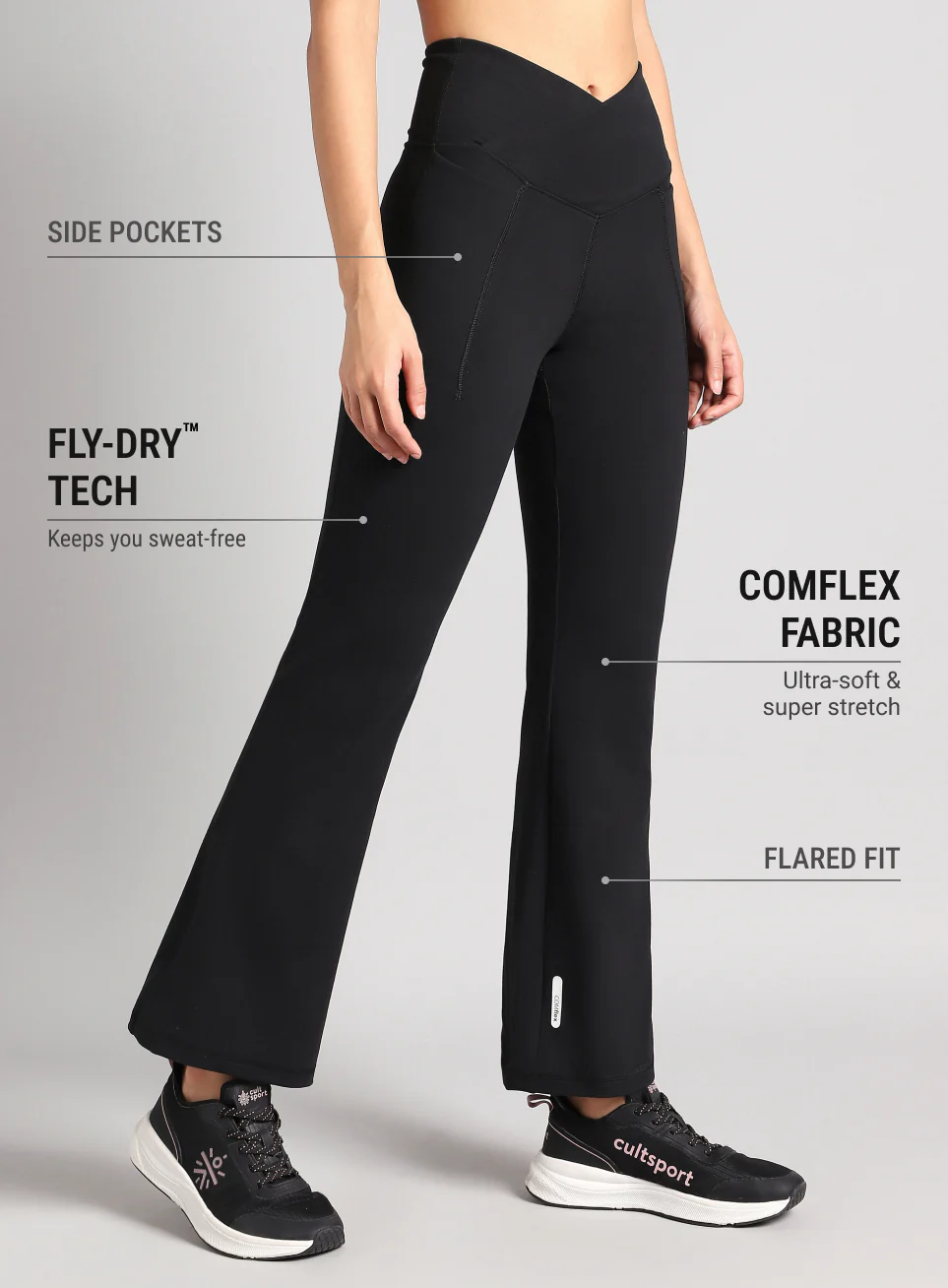 Women's Black Pilates COMFlex Flare Pants - Image 5