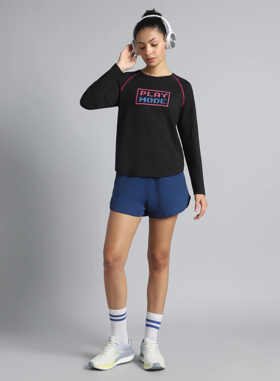 Women's Black Play Mode Full Sleeve T-shirt - Image 2