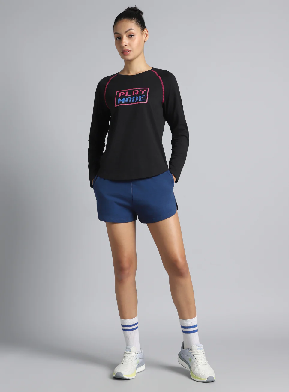 Women's Black Play Mode Full Sleeve T-shirt - Image 3