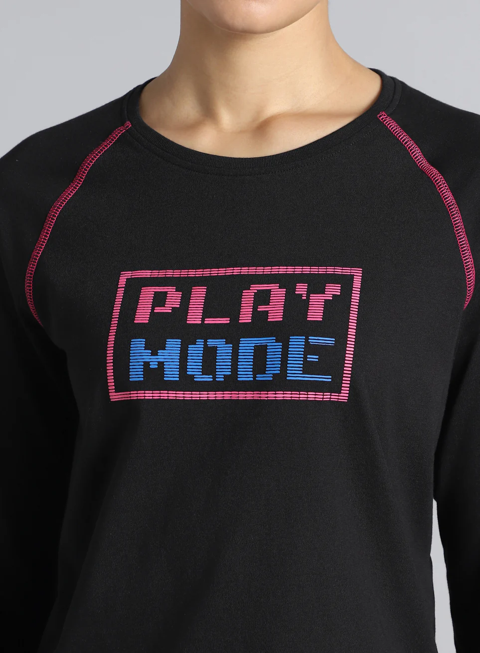 Women's Black Play Mode Full Sleeve T-shirt - Image 7