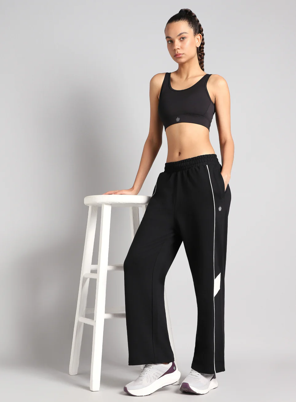 Women's Black Play On Straight Fit Trackpants - Image 2