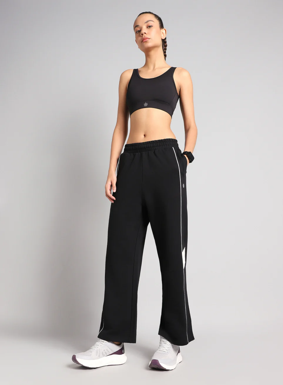 Women's Black Play On Straight Fit Trackpants - Image 3