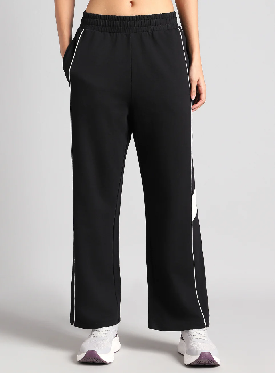 Women's Black Play On Straight Fit Trackpants - Image 4