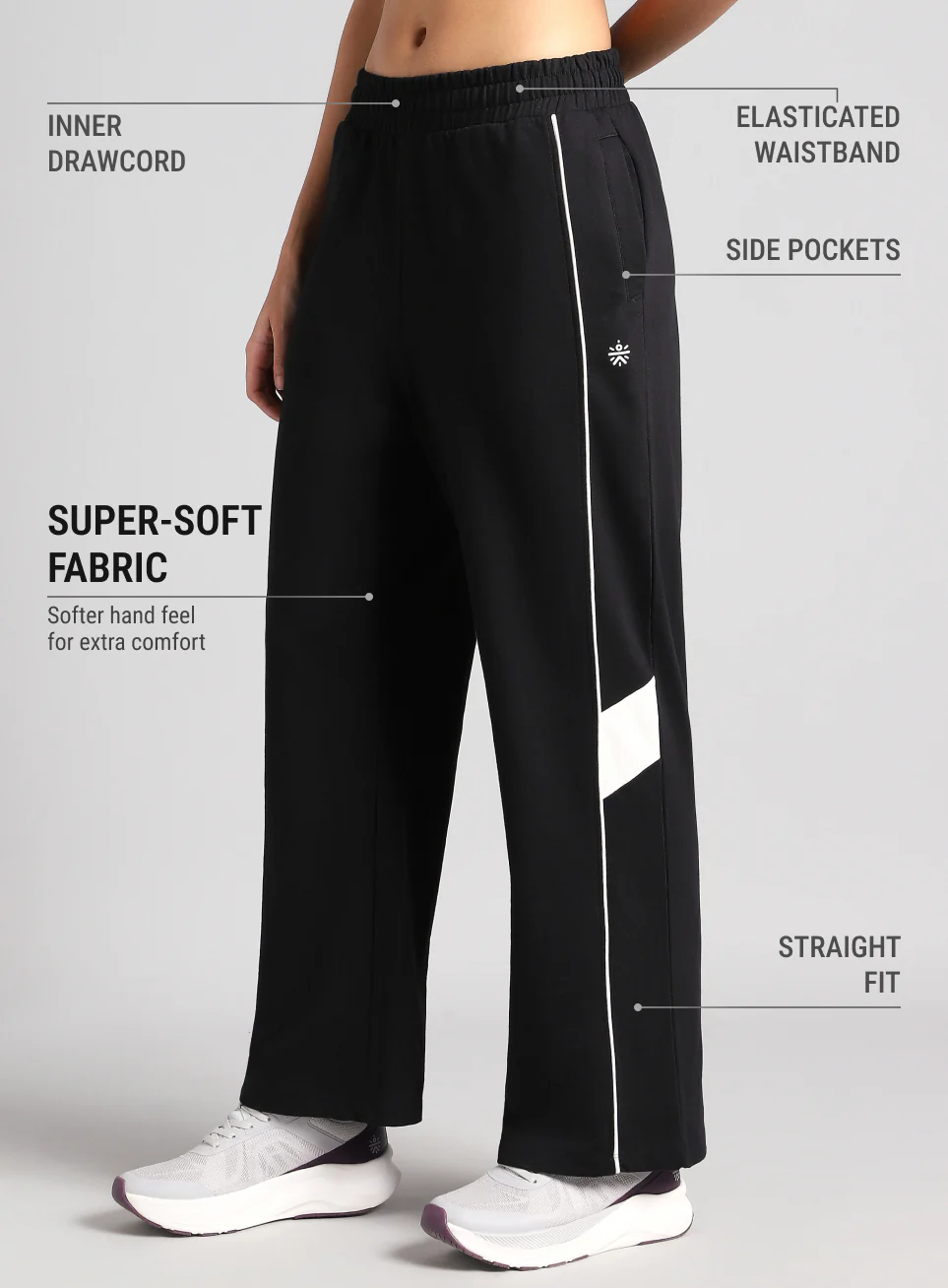 Women's Black Play On Straight Fit Trackpants - Image 5