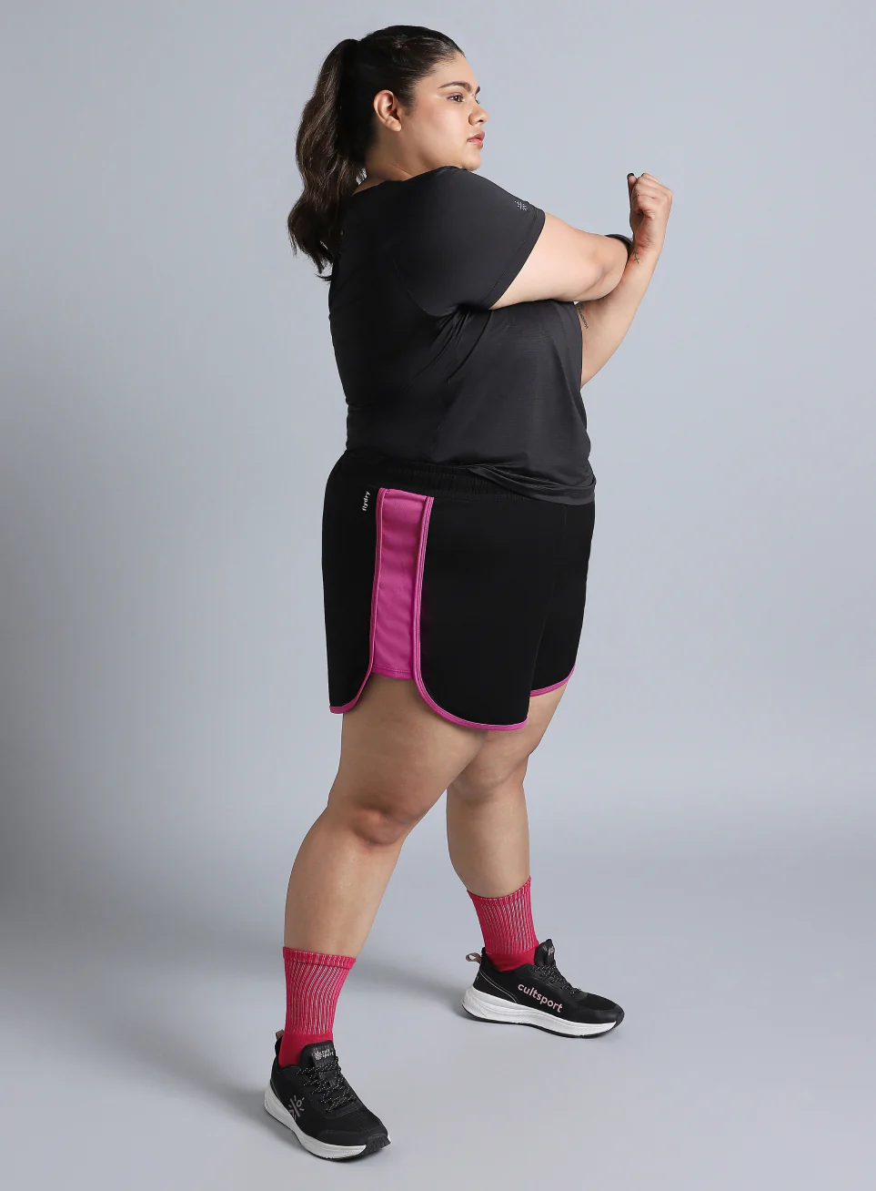 Women's Black Power Active Plus Size Shorts - Image 2
